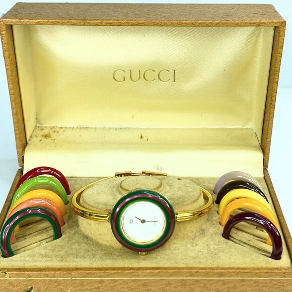 Sublime Gucci watch 11/12 vintage box Multiple color Gold hardware RUNNING GS160 - Picture 1 of 10